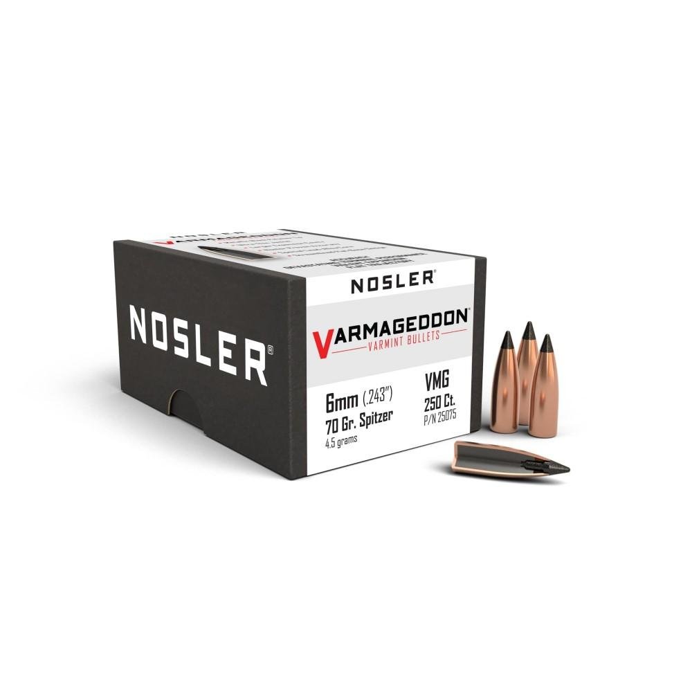 Nosler VarMageddon 6mm .243 70 gr FB-Tipped 250 Count Bullets - Nosler - 6MM