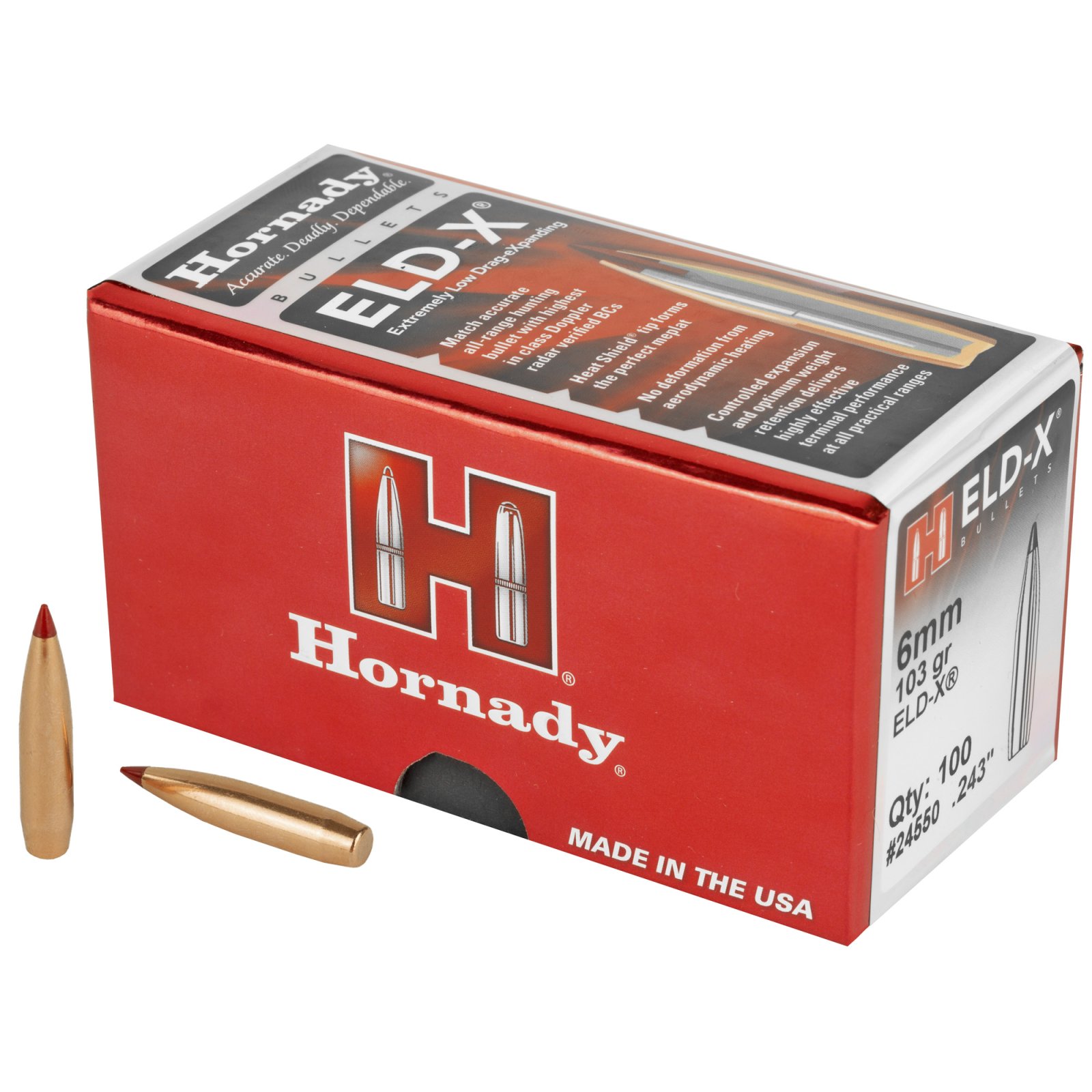 Hornady ELD-X .243 Diameter 6mm/243 Winchester 103 Gr Ballistic Tip 100 Ct