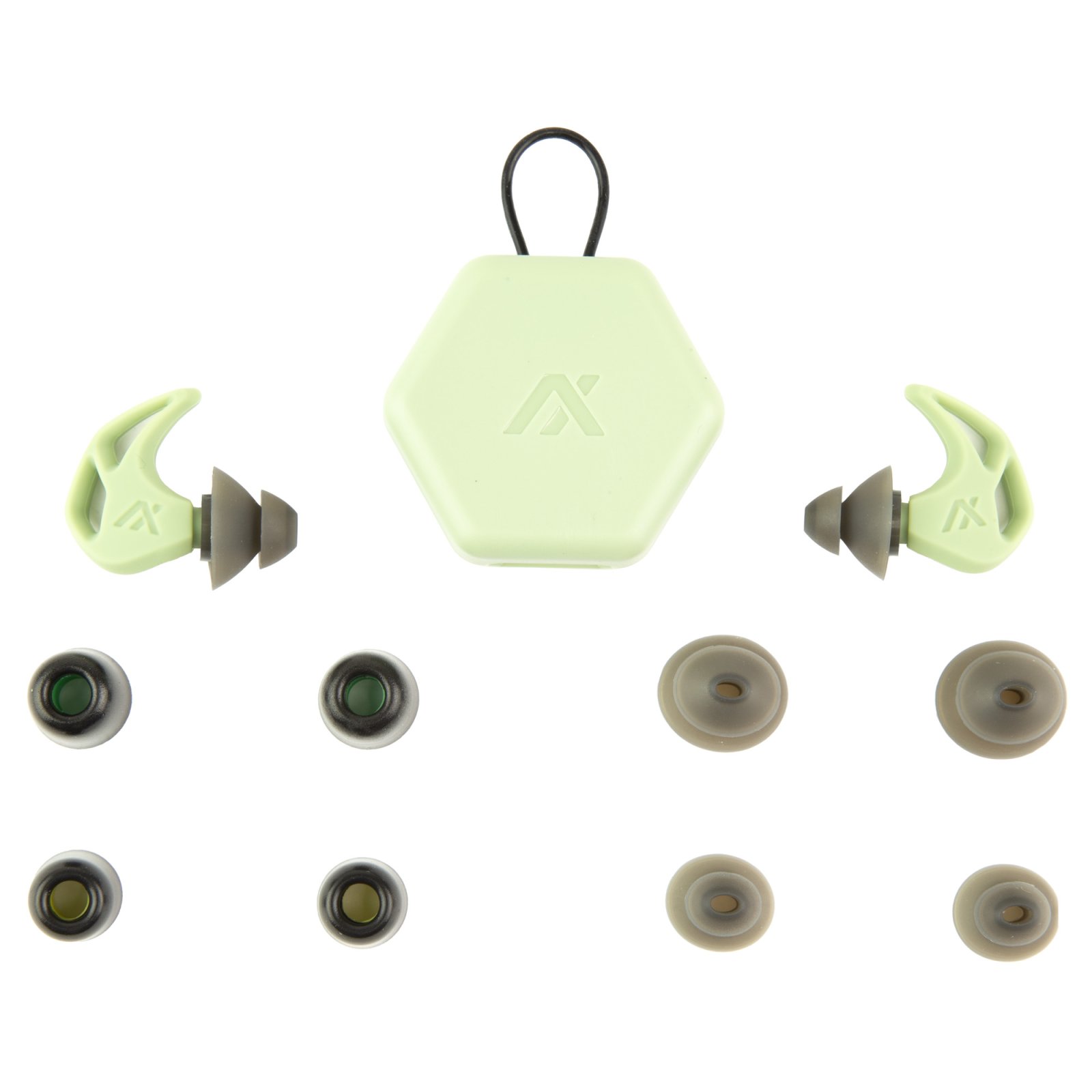 AXIL X20-GREEN Earplugs, Slate Green, 3 Silicon Tips, 2 Foam Tips, Case