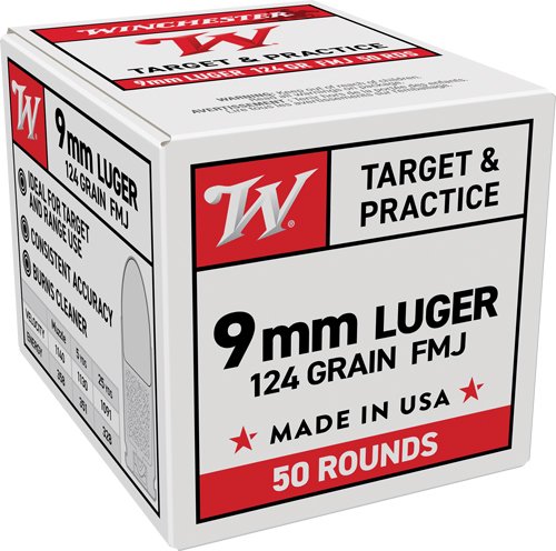 Winchester USA 9MM LUGER 124GR FMJ 50RD 20BX/CS - Winchester - 9MM