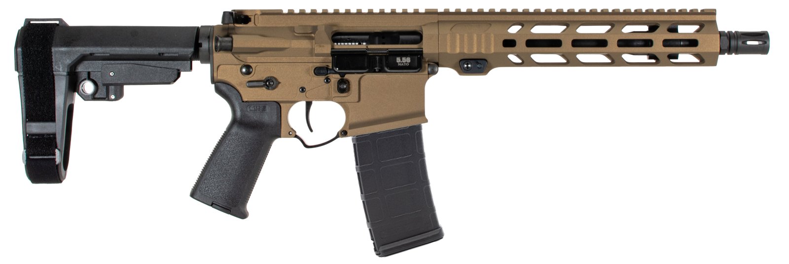 Alex Pro P130BB 5.56 Pistol 10.5" Burnt Bronze M-Lok Nitride Barrel