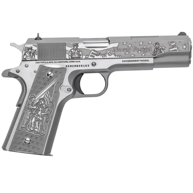 COLT REMEMBER 9/11 1911 45ACP PISTOL STAINLESS ENGRAVED 25TH ANNIVERSARY, ENGRAVED ALUMINUM GRIPS - Colt - 45 ACP for sale at TheGunDock
