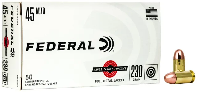 Federal Premium Range Target Practice 45 ACP 230gr FMJ 50rds