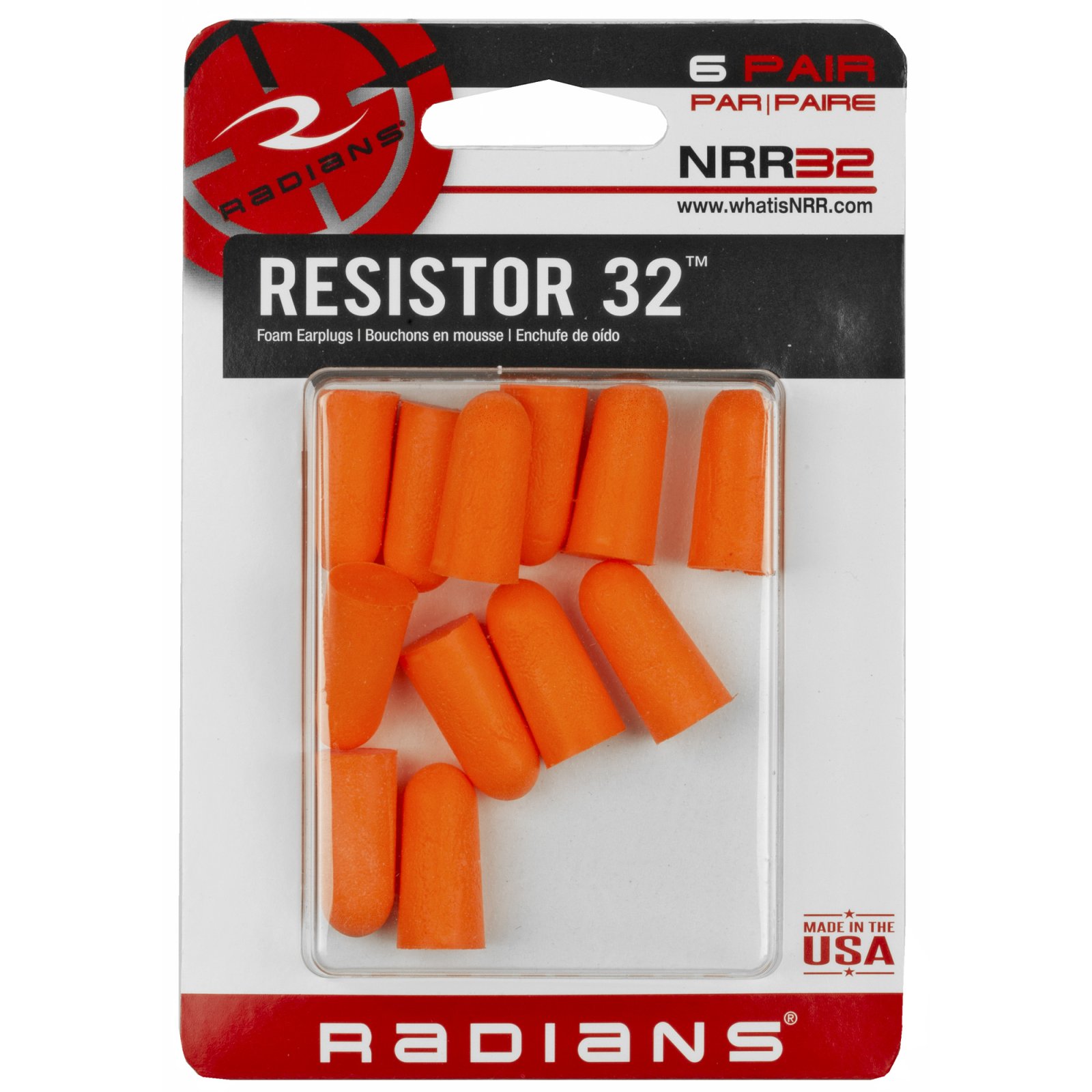 Radians FP8000BP Foam Earplugs 32 dB NRR Uncorded 6 Pair Orange