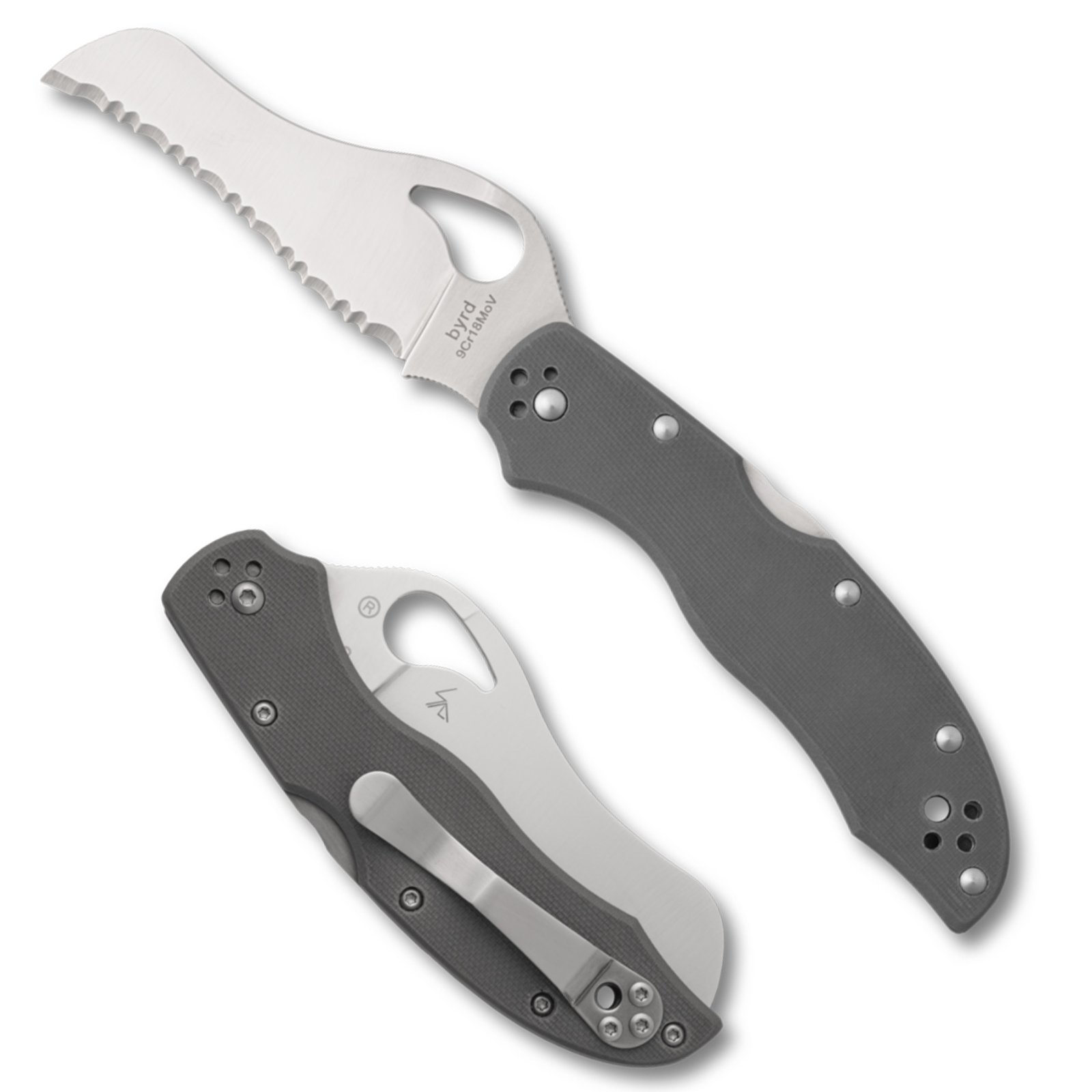 SPYDERCO GOONEY 3.44" GRAY G10 SATIN BLADE G-10, 9Cr18MoV, Full-Flat-Grind, Back Lock