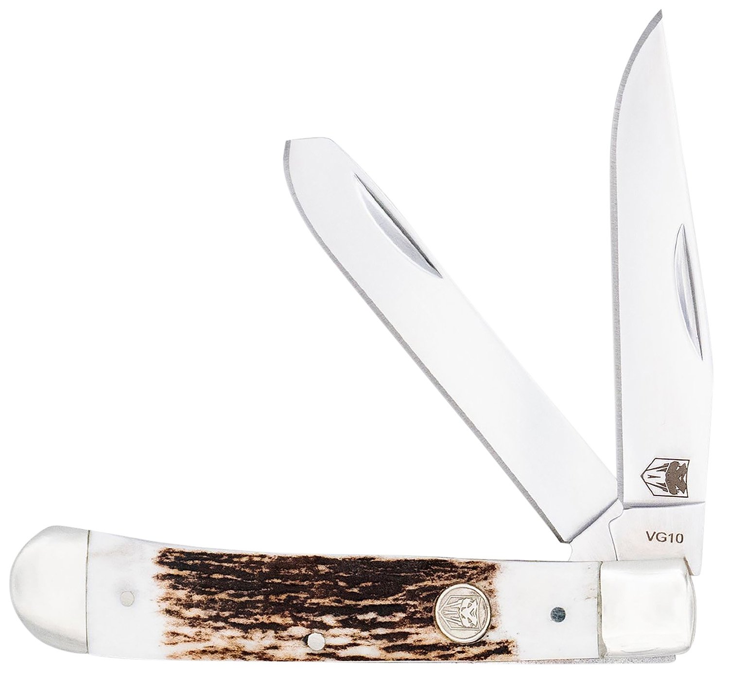 Cobratec CTTDTRPSTAG Trapper Two Blade G-10 Stag/SS Slip Joint Knife - Cobra Enterprises of Utah - CLIP POINT/SPEY