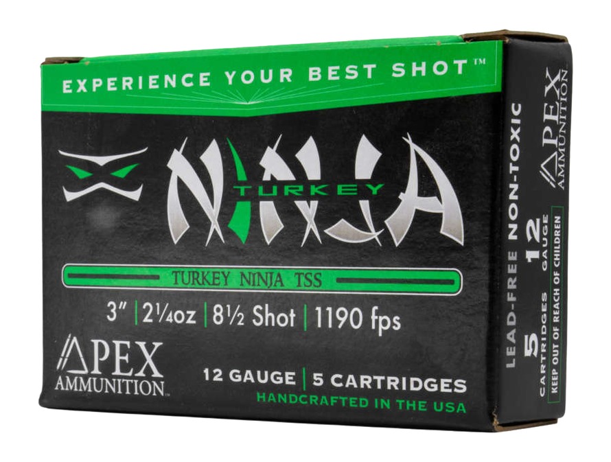 Apex Ninja3 Turkey TSS Shotgun Ammo 12ga 3" 2-1/4oz #8.5 5rd