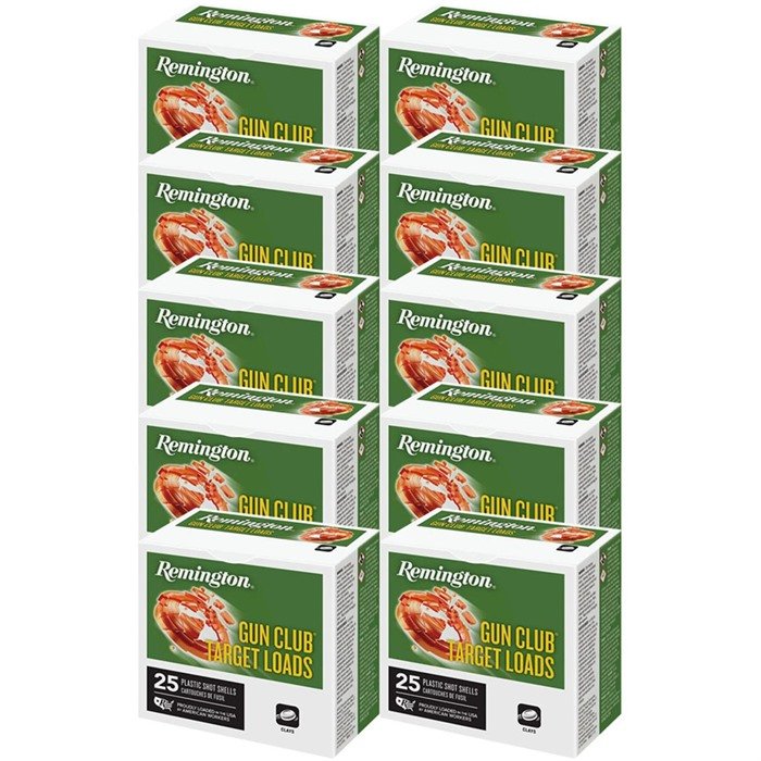 Remington GUN CLUB TARGET 12 GAUGE 2-3/4" 1-1/8OZ #8 SHOT 250/CASE