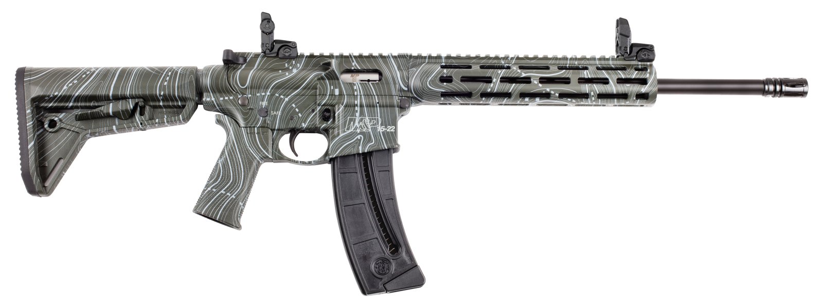 M&P 15-22 Sport OD Green Topographic Rifle .22 LR 25rd Magazine 16.5 Barrel M-LOK Handguard - Smith & Wesson - .22LR