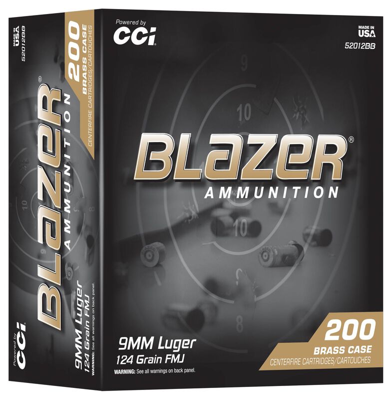 CCI 9MM LUGER 124GR FMJ BLAZER BRASS 200