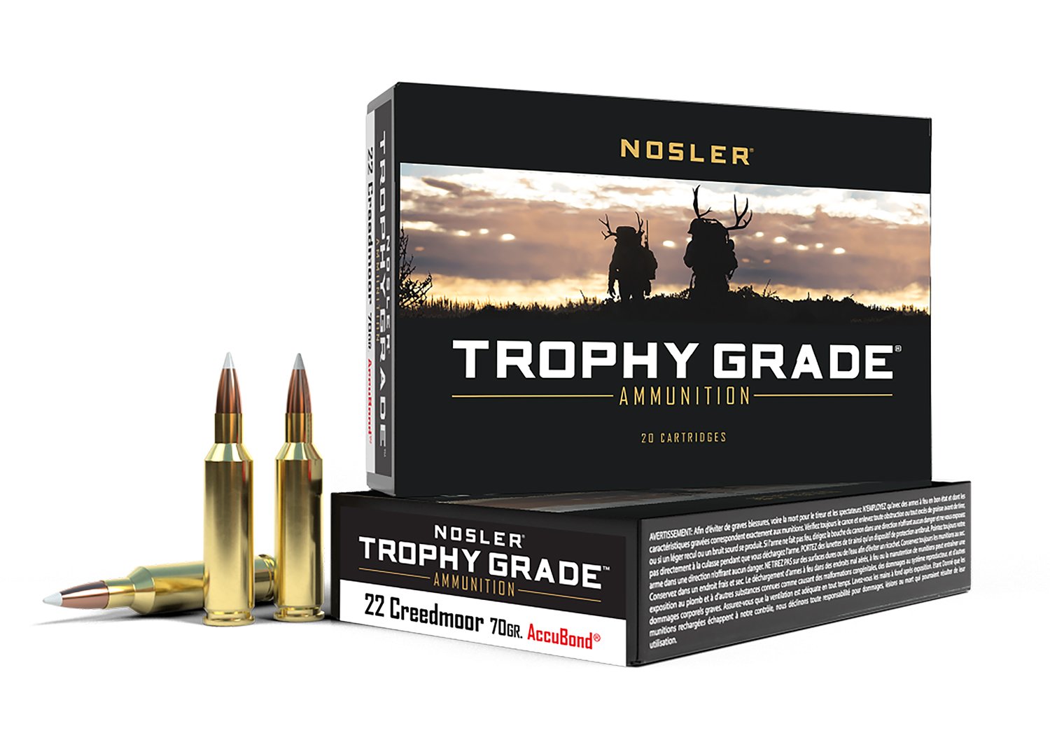Nosler 60152 Trophy Grade 22Creedmoor 70gr AccuBond 20 Per Box/10 Case - Nosler - ACCUBOND