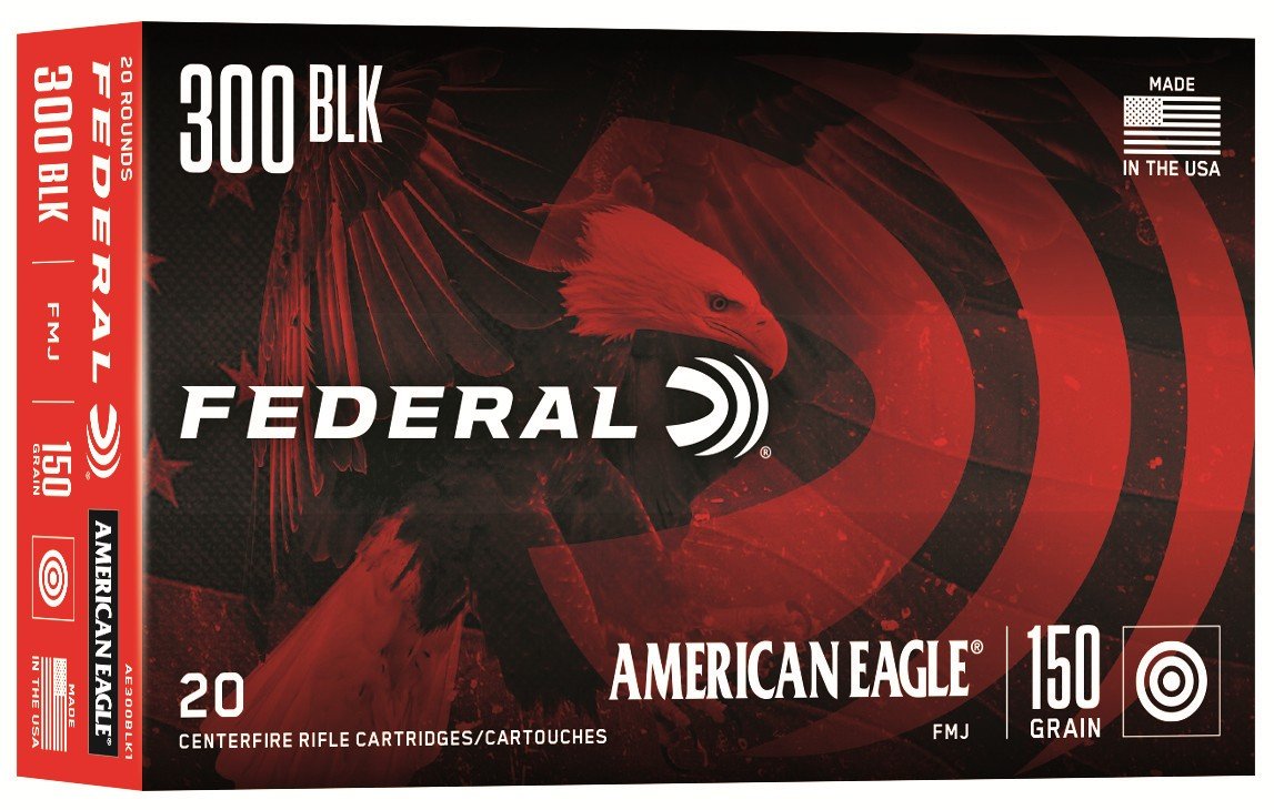 Federal AE300BLK1 American Eagle 300 Blackout 150gr FMJ BT 20 Rounds