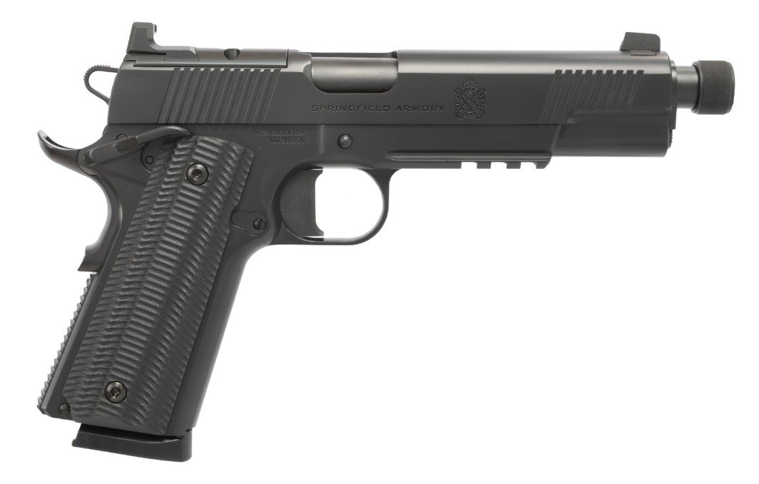 Springfield Armory 1911 Operator AOS Handgun .45 Auto 8rd Magazine(2) 5.75 Threaded Barrel Black Cerakote