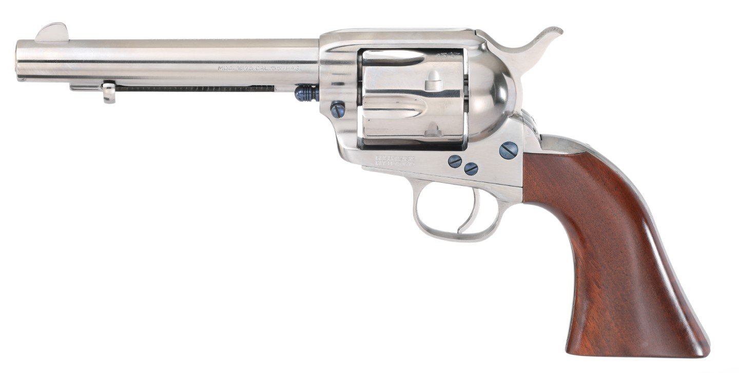 Taylor's & Company 555166 Gunfighter Revolver 45 Colt 5.5" Nickel 6-Shot - Taylor's & Company - 45 Colt