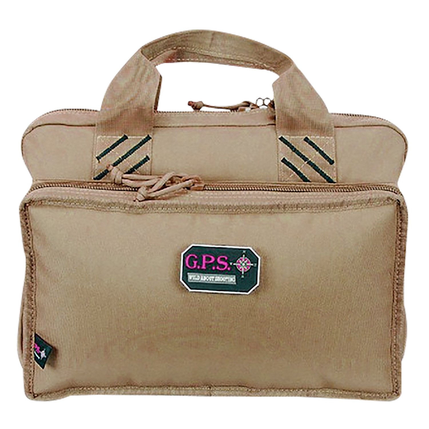 GPS 1310PCT Quad Pistol Range Bag Tan Holds 4 Handguns Lockable Zippers - GPS - TAN