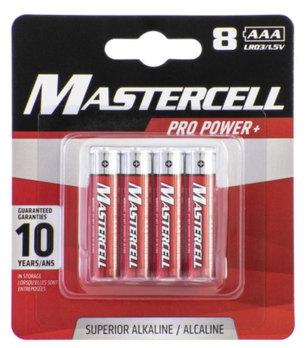 MASTERCELL ALKALINE AAA 8PK BATTERIES                       - DORCY LIGHTS & BATTERIES