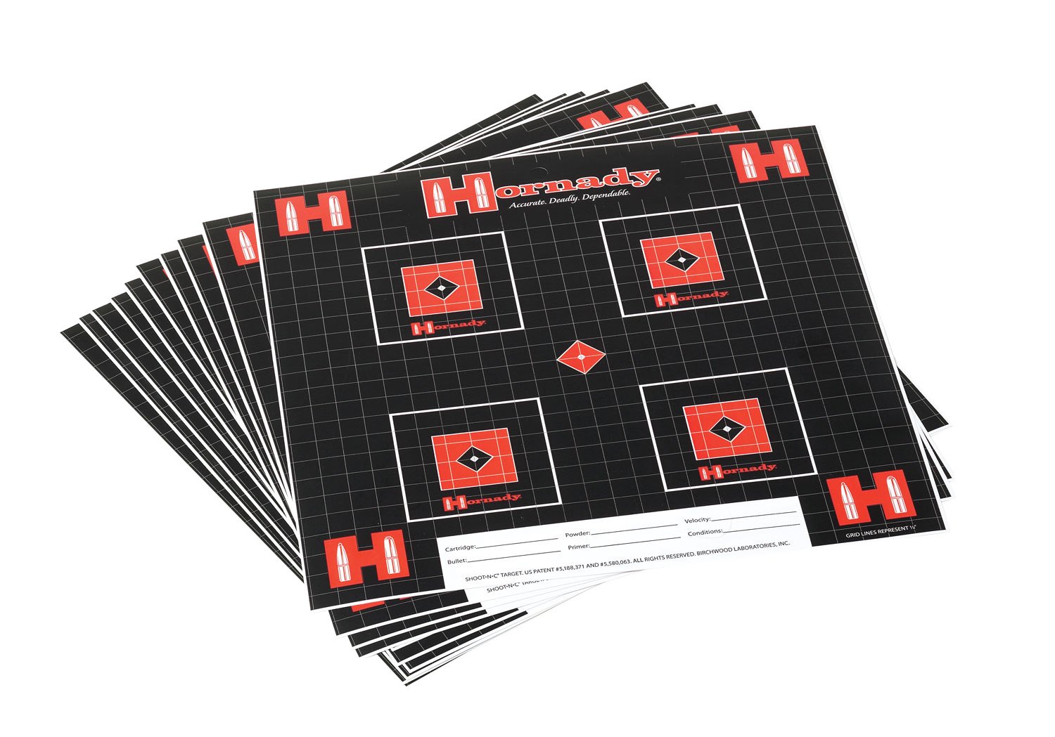 Hornady 9963 Lock-N-Load Target Paper 10 Pack Half-Inch Grid Black Red Whit