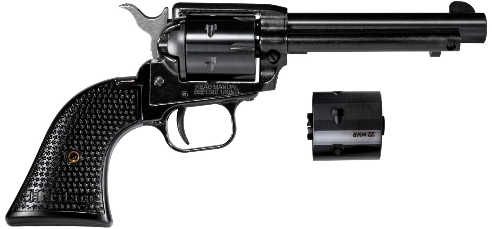 Heritage Mfg RR22MB4PG Rough Rider Revolver, .22 Long Rifle/Win Mag, 6-Round, 4.75" Barrel, Black Alloy Frame, Nickel Trigger, Polymer Grip, USA Made - Heritage - 22 LR | 22 Magnum