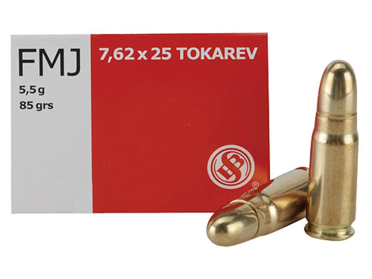 Sellier & Bellot SB762TOK 7.62x25mm Tokarev 85 gr FMJ Handgun Ammo