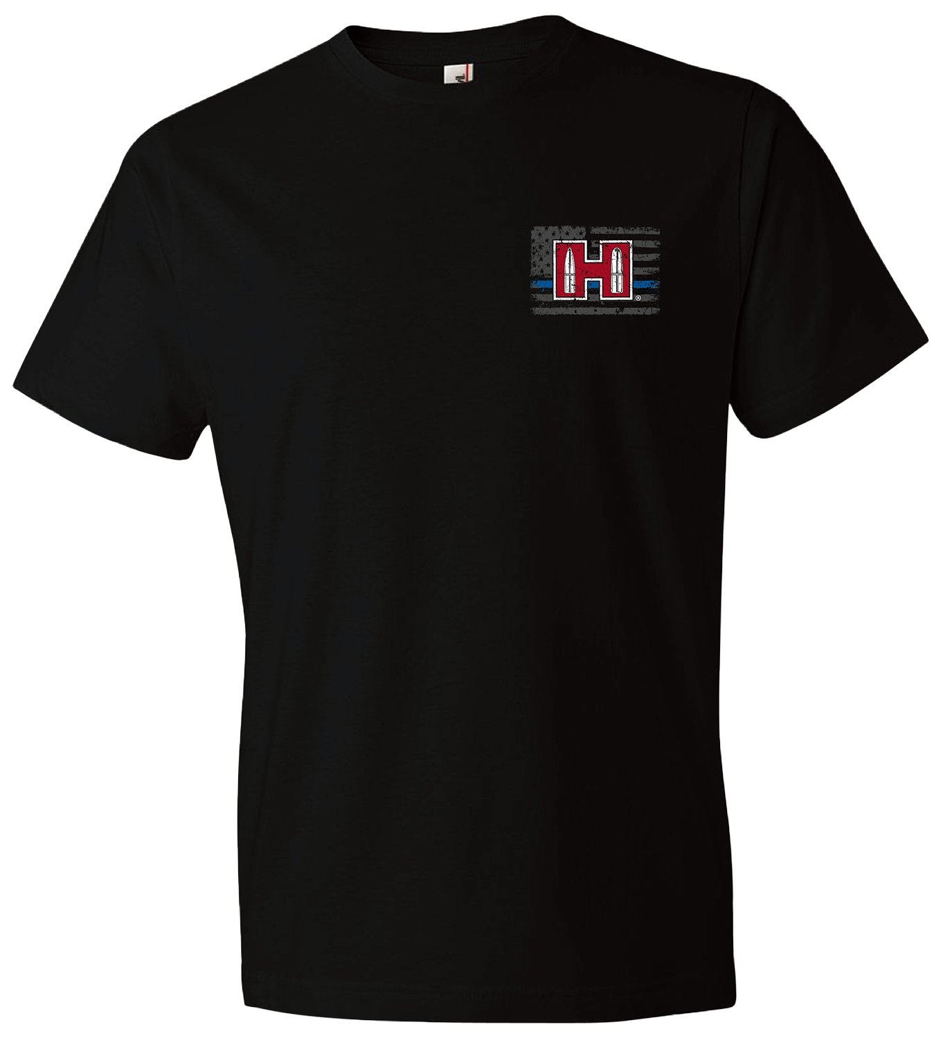 Hornady Gear 30765 POW Blue Line Black Cotton Short Sleeve Semi-Fitted