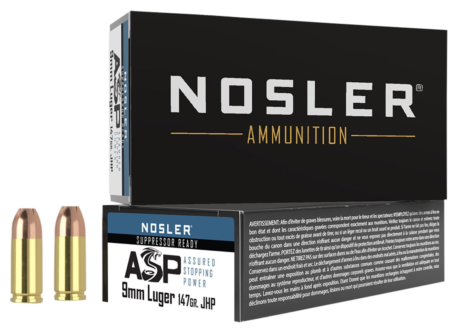 Nosler 51325 9mm Luger 147 Grain Jacketed Hollow Point 50 Rounds - Nosler - JACKETED HOLLOW POINT