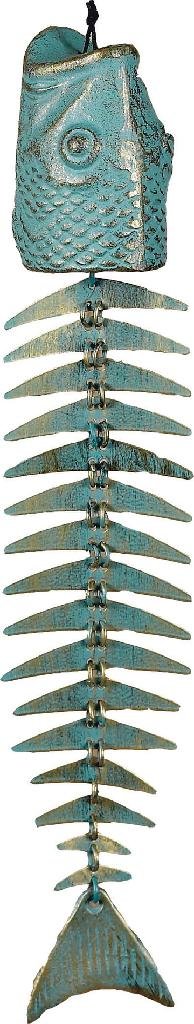 R.EDGE 605CP Solid Brass Fish Wind Chime 14' Verdigris Finish