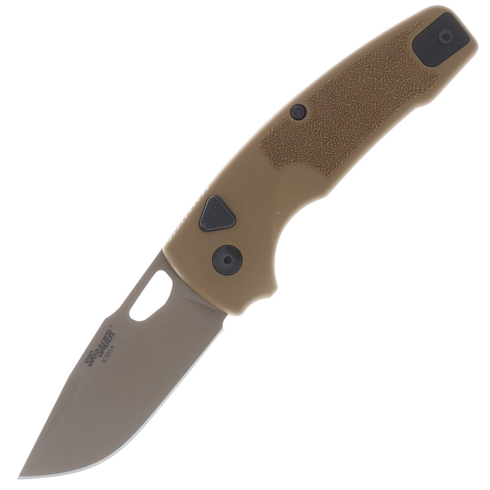 HOGUE SIG K365A M17 2.75" TAN/TAN Sig K365A M17 2.75" Automatic Folder - Clip Point Coyote PVD Finish Polymer Frame - Coyote Tan