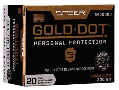 Speer 54000GD Gold Dot 10mm 200gr Hollow Point Ammo 20 Rounds