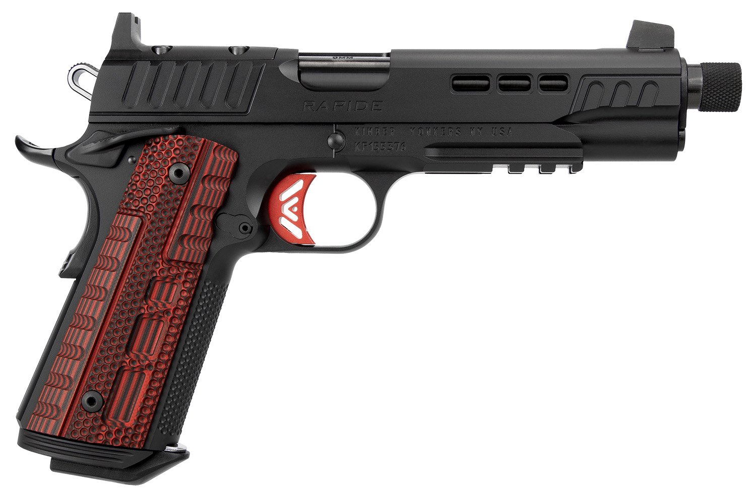 Rapide Heat 9MM 5" DLC Barrel - KimPro II Slide, G10 Grips, Red V-Cut Trigger, Stiplex Texture, 8rd Mag - Kimber Manufacturing, Inc. - 9mm