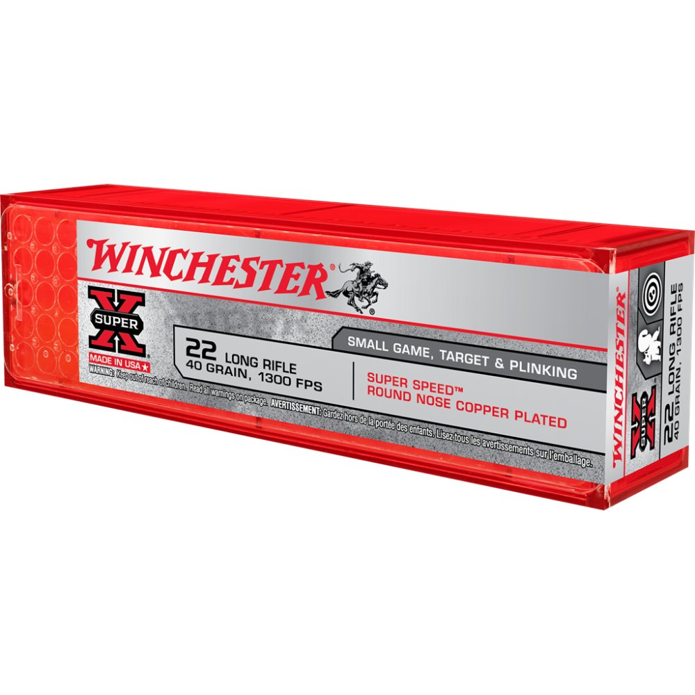 Winchester Ammo X22LRSS1 Super X 22 LR 40 gr Super Speed Round Nose Copper Plated 100 Bx/20 Cs