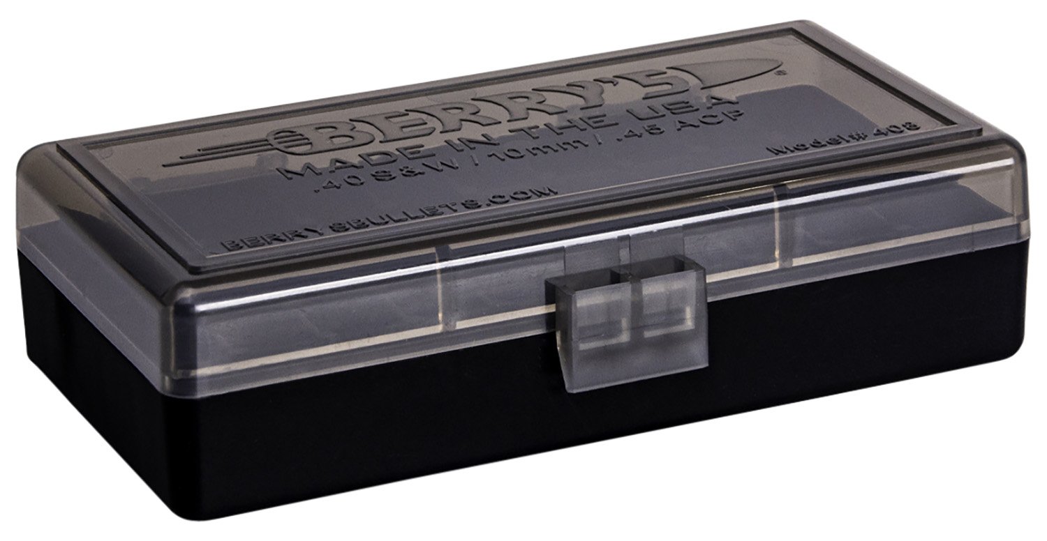 Berrys 408 Ammo Box S&W 45 ACP 10mm 50Rd Smoke/Black - Berry's Mfg - AMMO BOX