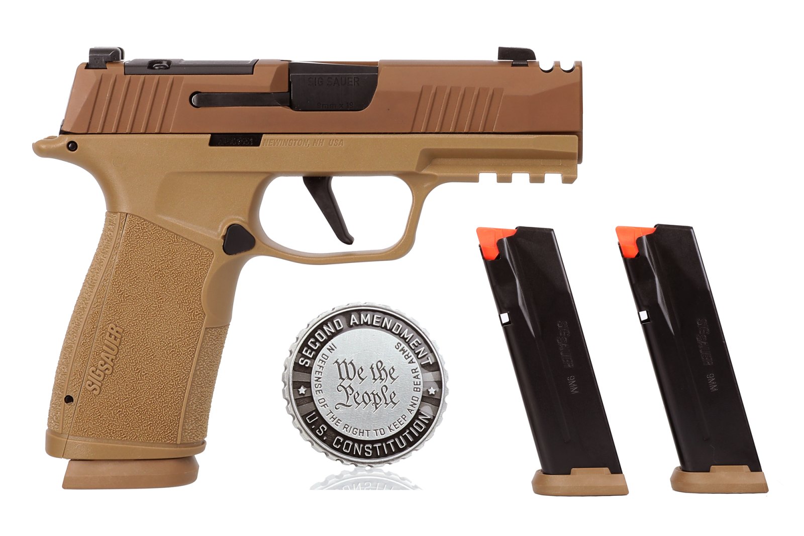 Sig SAUER P365 XMacro Compact 2A 9mm Luger 3in 3x17rd Coyote Tan Pistol - Sig Sauer - 9mm