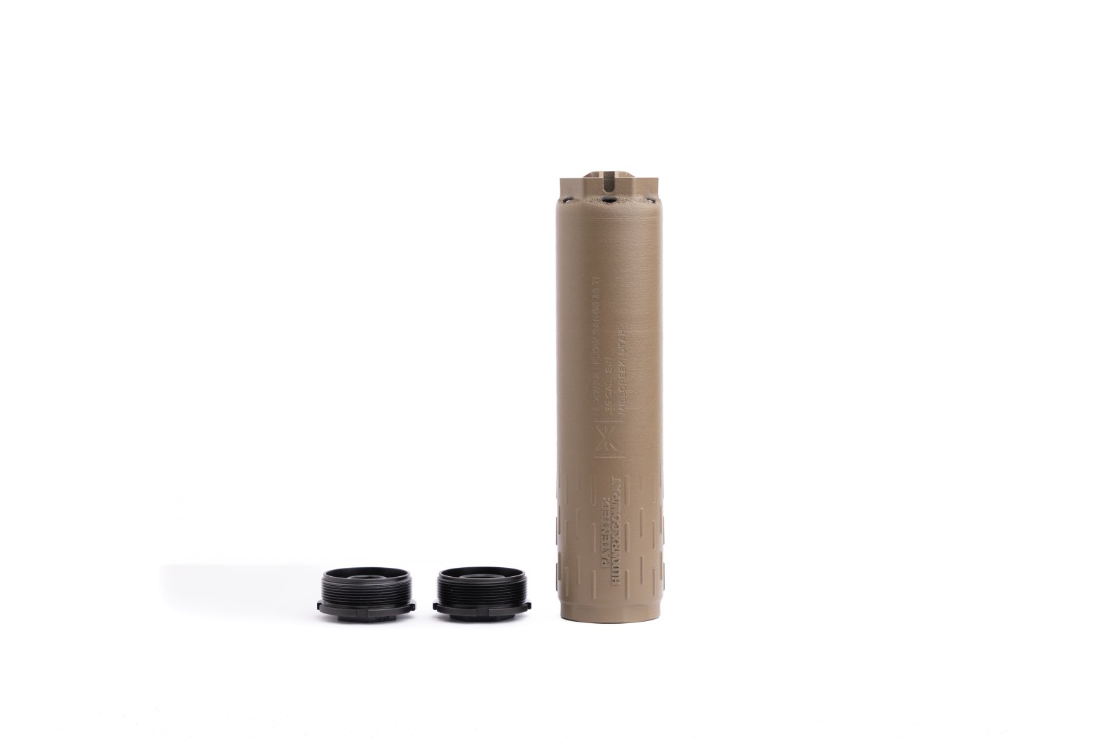 Huxwrx 3728 Flow Range 36 Ti DT .36 Caliber  Flat Dark Earth Cerakote NFA - Silencer - HUXWRX - .36 CALIBER