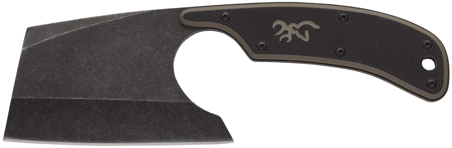 Browning Cutoff Camp Cleaver 2.50 in 9Cr14MoV SS Black/Tan G10 Full Tang