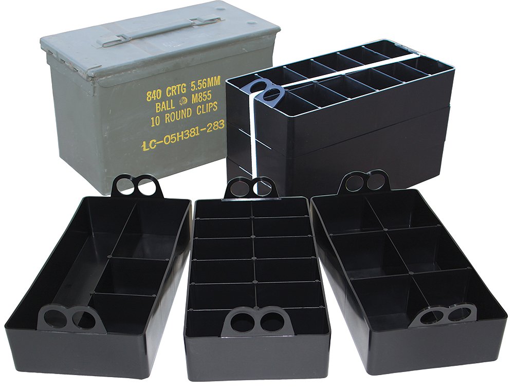 MTM ACO Ammo Can Organizer Black Polypropylene 3 Trays 50 Caliber - MTM Case-Gard - AMMO CAN ORGANIZER INSERT