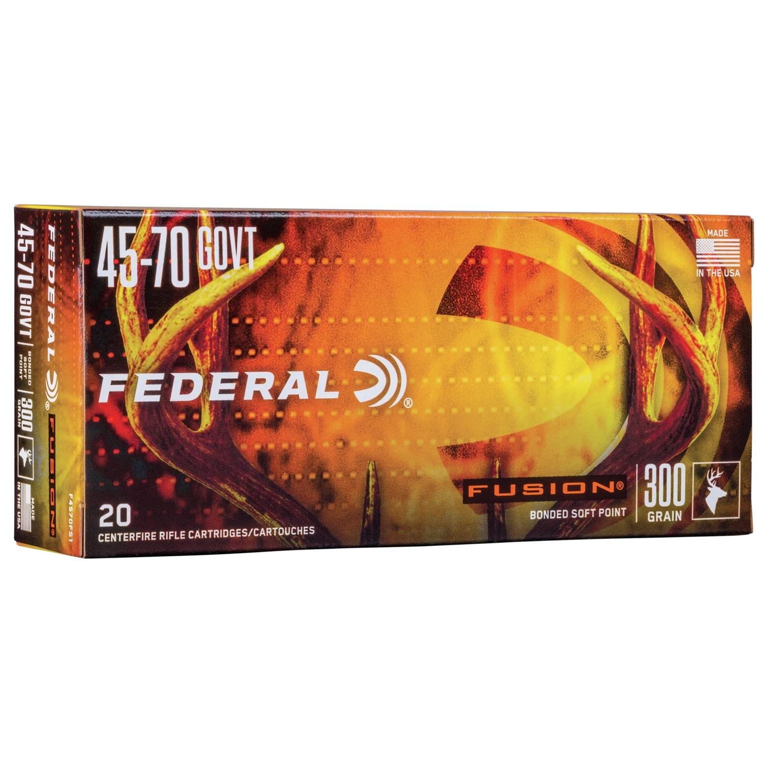 Federal F4570FS1 Fusion Hunting 45-70 Gov 300 gr Soft Point 20 Per Box/ 10 Cs