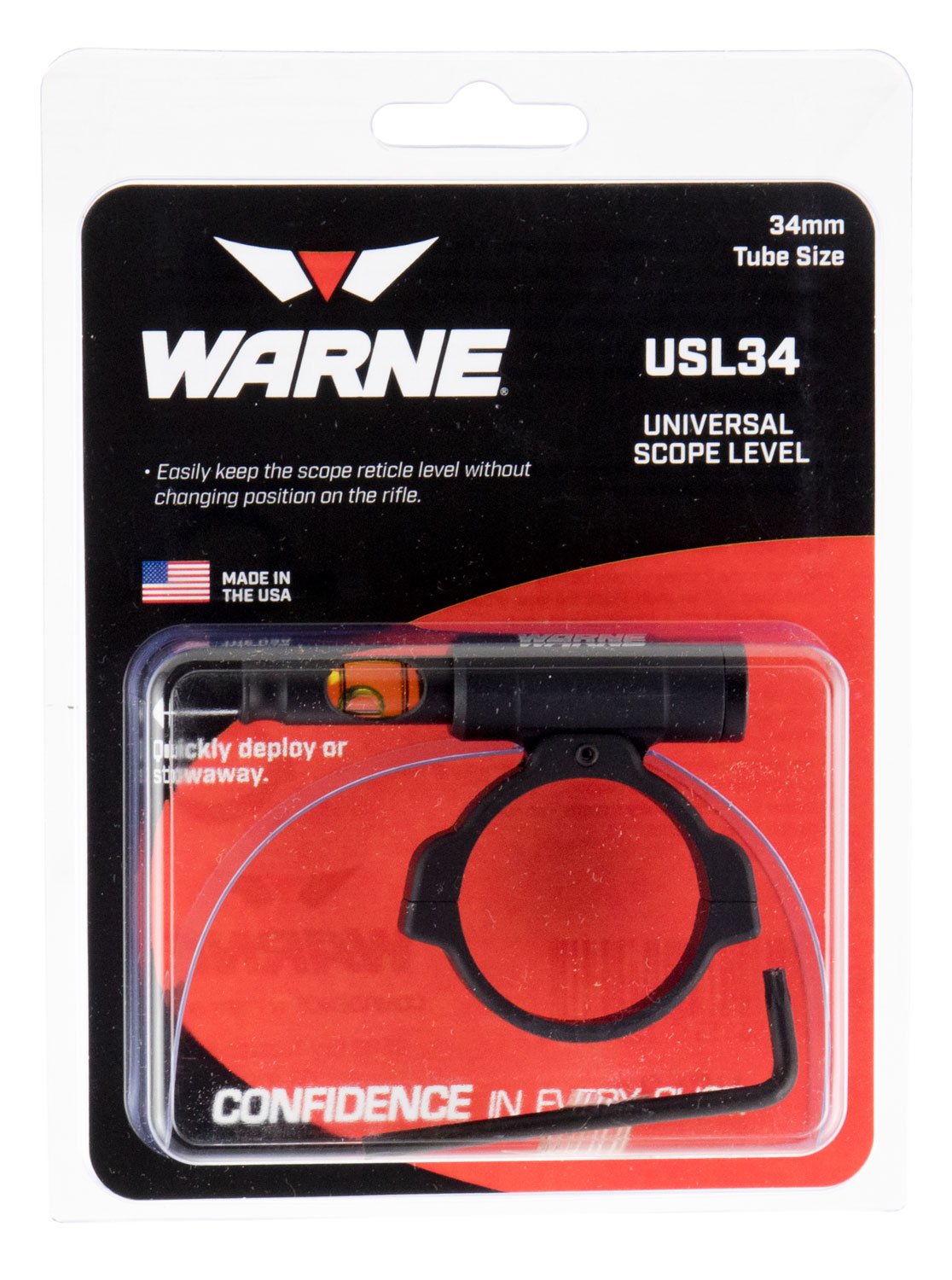 Warne USL34 Universal Scope Level 34mm Tube Aluminum Black - Warne - 34MM