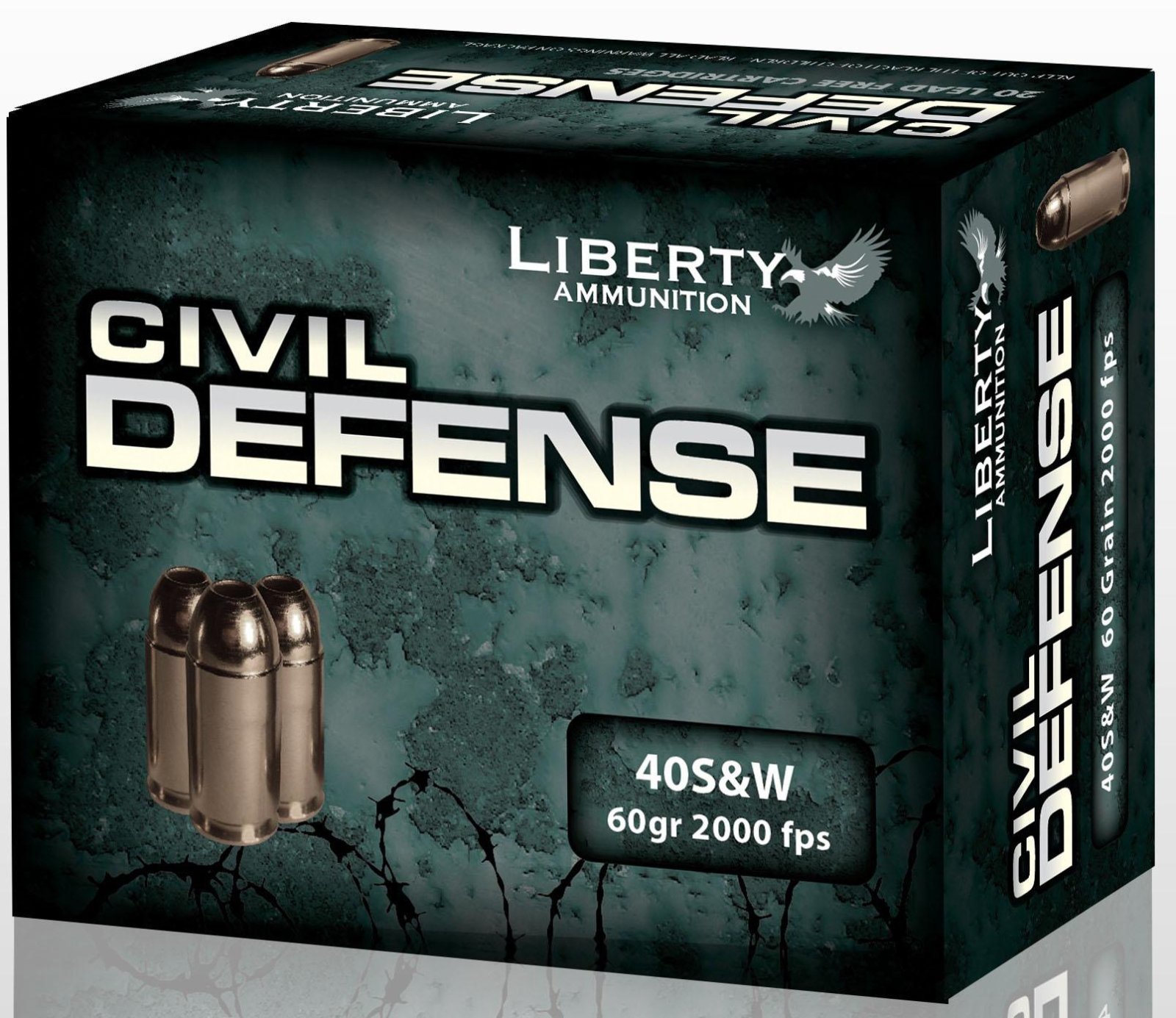 Liberty AMMUNITION Civil Defense .40 S&W 20rd 60Gr Ammo (LA-CD-40-012) - Liberty Ammunition - LEAD FREE FRAGMENTING HOLLOW POINT