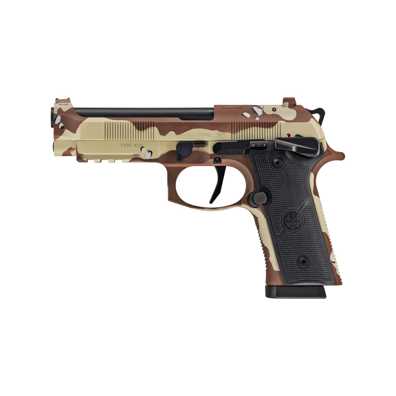 Beretta 92XI SPEC0730A18 9MM 18+1 Red Fiber Optic Chocolate Chip Camo - Beretta - 9mm