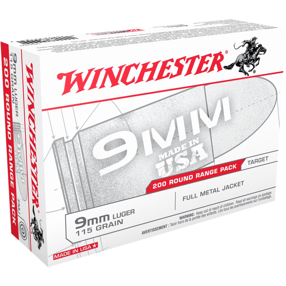 Winchester Ammo USA9W Target 9mm Luger 115 gr FMJ 200 Rounds - Winchester - FULL METAL JACKET