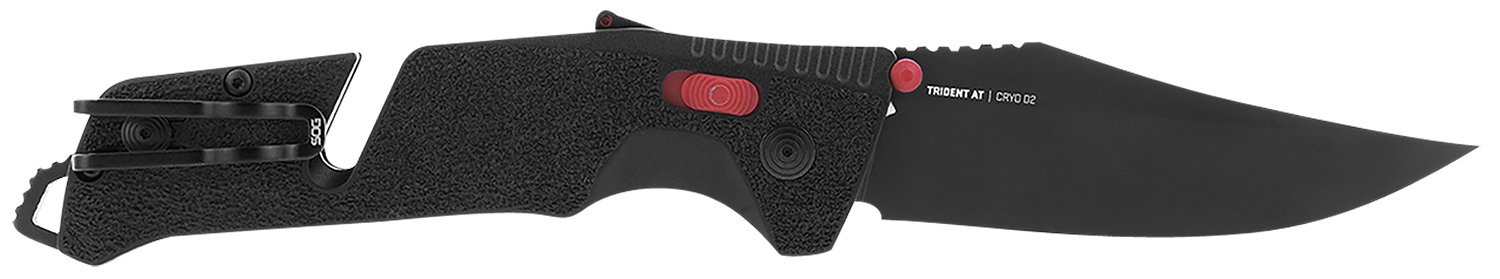 SOG Trident AT SOG11120141 3.70" D2 Steel Folding Knife Black/Red Handle - SOG - CLIP POINT