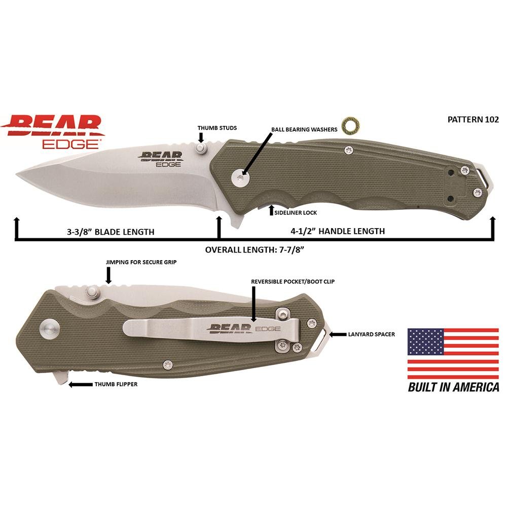 BEAR & SON 61102 4.5" OD Green G10 Sideliner with Trigger - Bear Archery