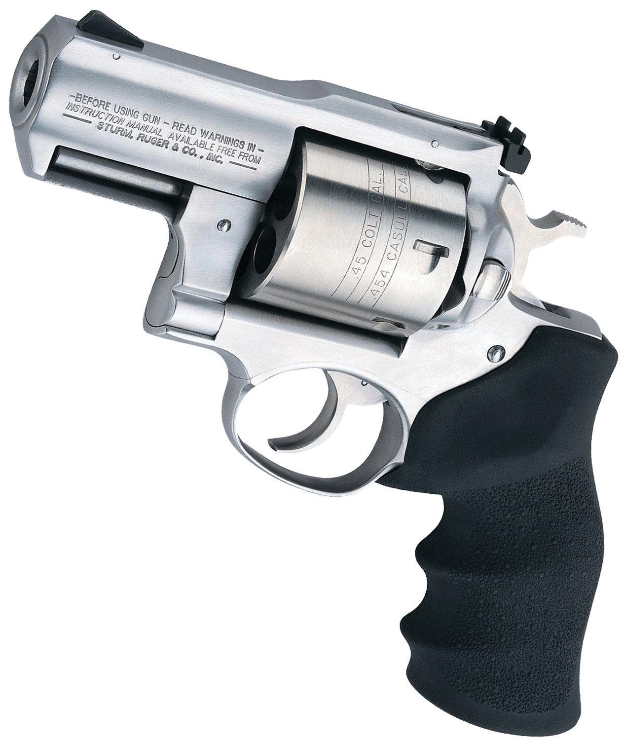 Ruger 5301 Super Redhawk Alaskan Revolver, 454 Casull, 2.5in Barrel, 6rd Capacity, Satin Stainless Steel, Hogue Tamer Monogrip