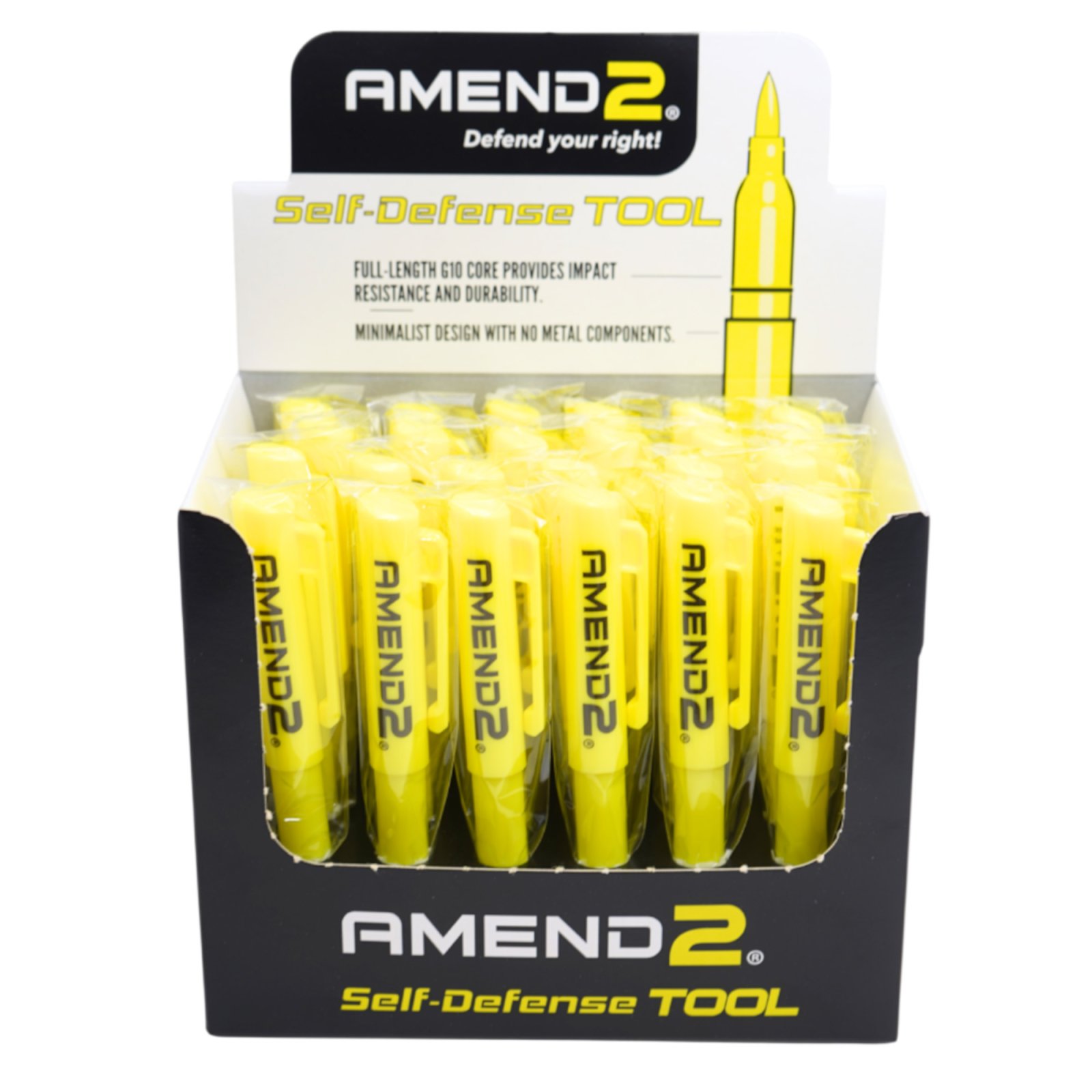 Amend2 G10 Self-Defense Pen Yellow Display with 24 Pens