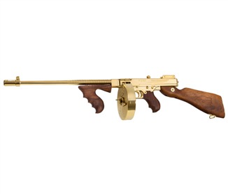 Auto-Ordnance Thompson .45ACP Semi-Auto, 16.5" Finned Barrel, 50rd Drum, Walnut Stock, Titanium Gold Plate