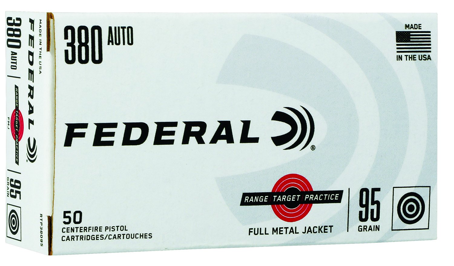 Federal Range Target Practice .380 ACP 95gr FMJ 50rds RTP38095