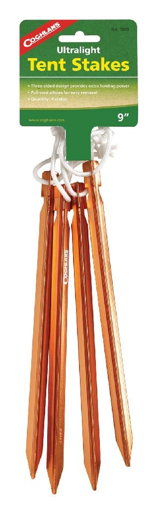 Buy COGHLAN'S Ultralight 9' Tent Stakes 4pk Orange Anodized Aluminum online