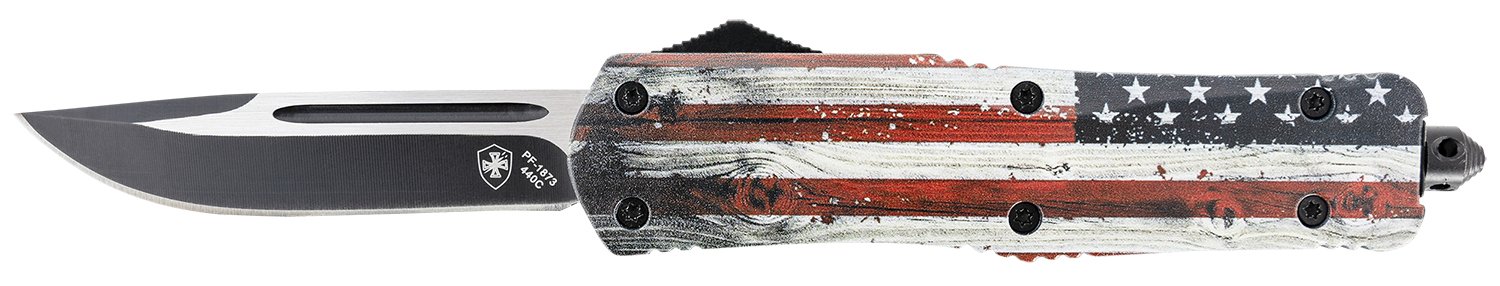 Templar LWUS331 Wood US Flag 3.5" OTF Drop Point Knife Aluminum Handle