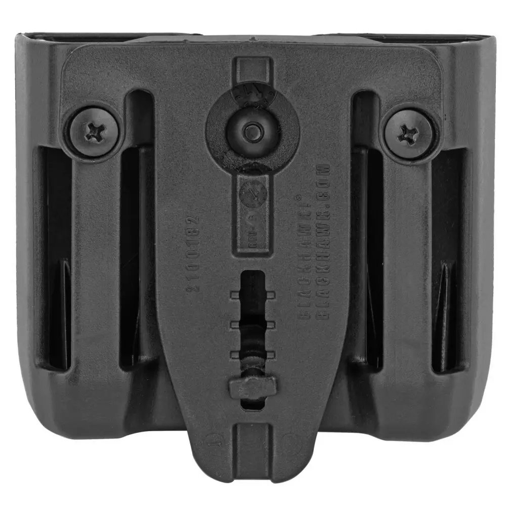 Blackhawk 410610PBK Double Stack Magazine Case, Matte Black Polymer, Adjustable Belt-Clip Hook, Slim Profile - Blackhawk - BLACK