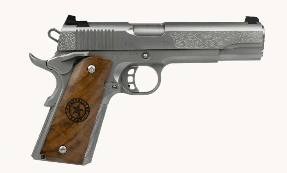 Tisas 1911 Republic of Texas, .45ACP, 5" Barrel, Stainless Steel, Hand Engraved, Limited Edition